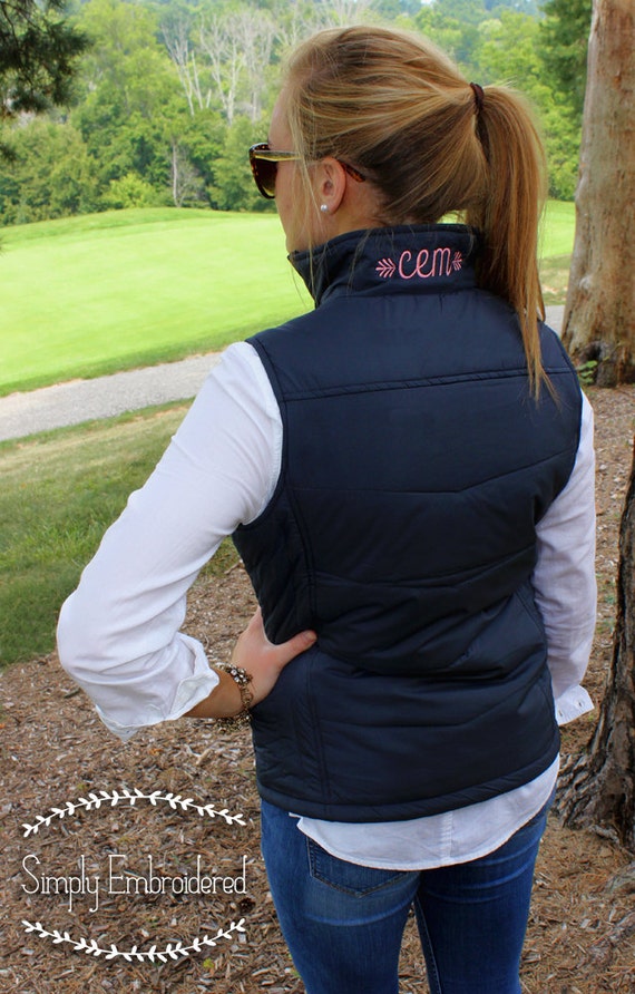 Monogrammed Collar Quilted Preppy Vest Jacket -  Denmark