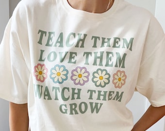 Comfort Colors Teacher Tee, Colorful Daisies, Teacher Gift
