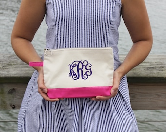 Monogrammed Canvas Make-Up Bag | Toiletry Bag Multiple Colors