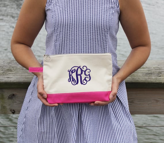 Monogrammed Canvas Make-Up Bag | Toiletry Bag Multiple Colors
