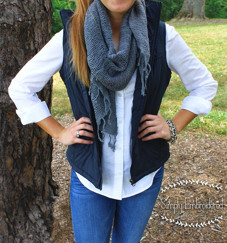 Monogrammed Collar Quilted Preppy Vest Jacket image 2