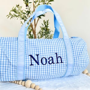 Embroidered Gingham Kids Mini Duffle Bag | Toddler Weekender | Dance Bag | Sleepover | Gift for Kids | Easter Bag | Custom Kids Bag | MEGMD