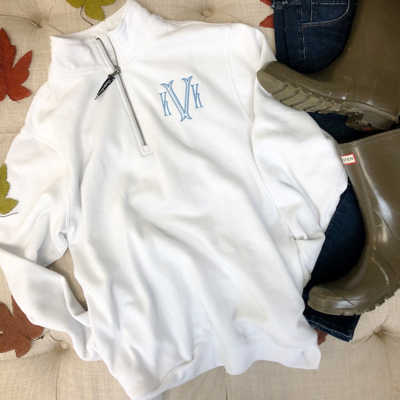 Monogram Pullover Personalized Quarter Zip Monogrammed Fleece Ladies Monogram Zip Up Quarter Zip with Pockets image 2