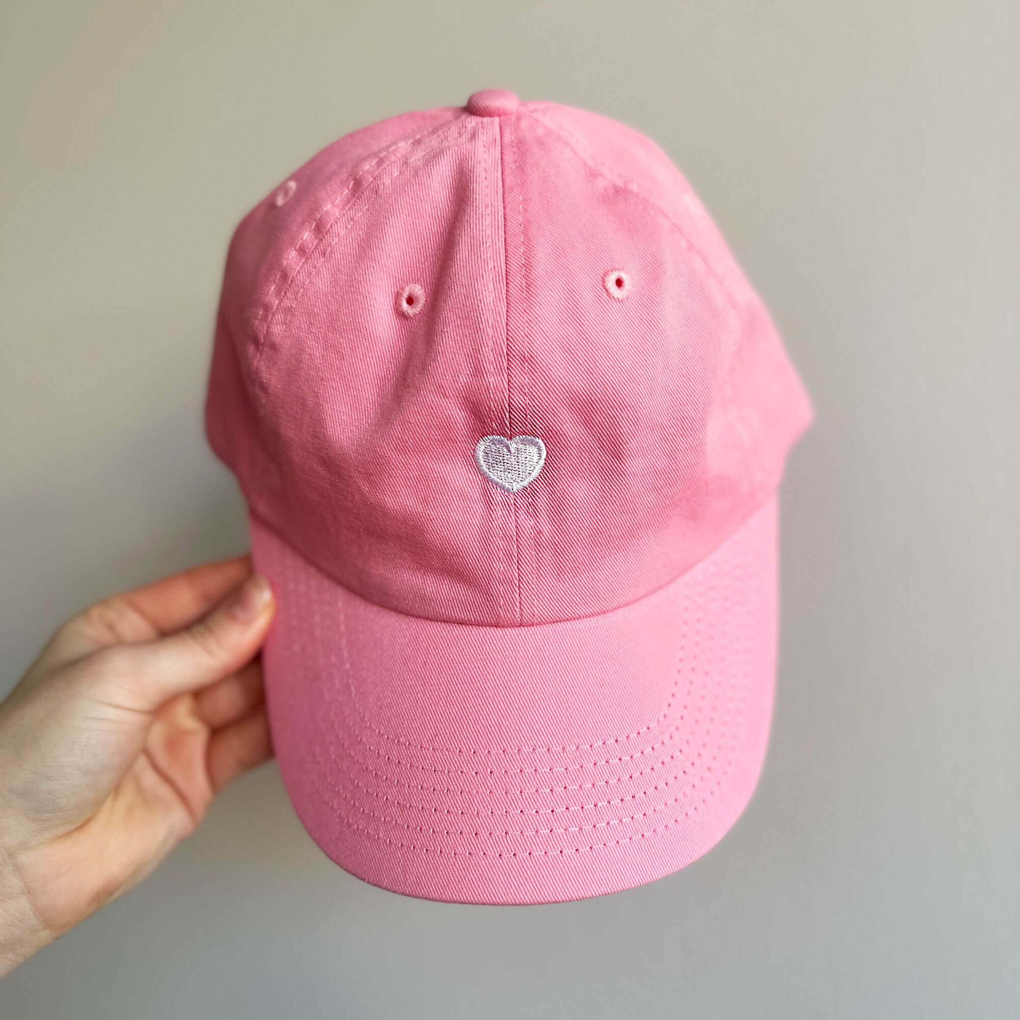 SellersMerch Gray Cap with Red Heart and Pink Floral Embellishments Embroidered Heart Baseball Cap | Valentine main image 3