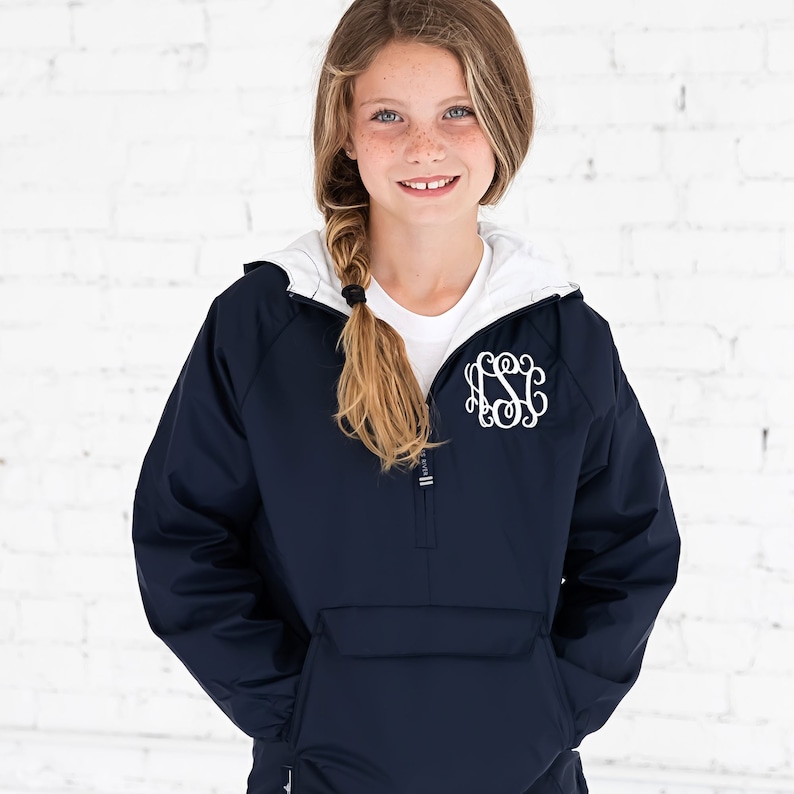 Monogrammed Youth Half Zip Rain Jacket Kids Rain Jacket Etsy