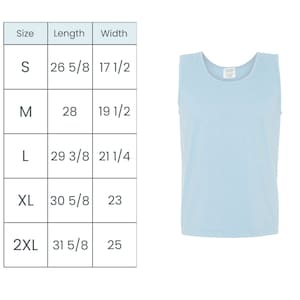 tank top size chart