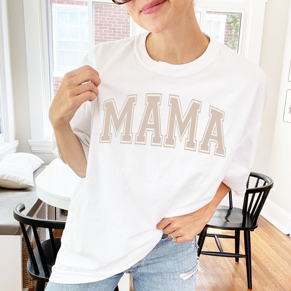 Varsity MAMA Comfort Colors T-shirt | Oversized Mama Tee | Custom Mother's Day Gift | Mom Era | Trendy Mom | Gift for Her