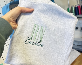 Cute Personalized Nurse RN Jessie Quarter Zip | RN Sweatshirt | Custom Top for Nurse | Nurse Graduation Gift | Embroidered Nurse Sweatshirt
