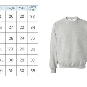 sweatshirt size chart