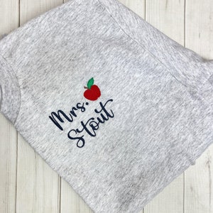 Personalized Teacher Crewneck Sweatshirt Teacher Name and Apple Zip ...