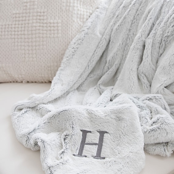 Faux Fur Monogrammed Blanket | Wedding Gift Blanket | Embroidered Blanket | Christmas Gift