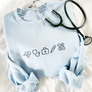 Embroidered Healthcare Sweatshirt, Embroidered Nurse Sweatshirt, Gift For Nurses, Nursing Student Sweatshirt, Medical Field Sweatshirt