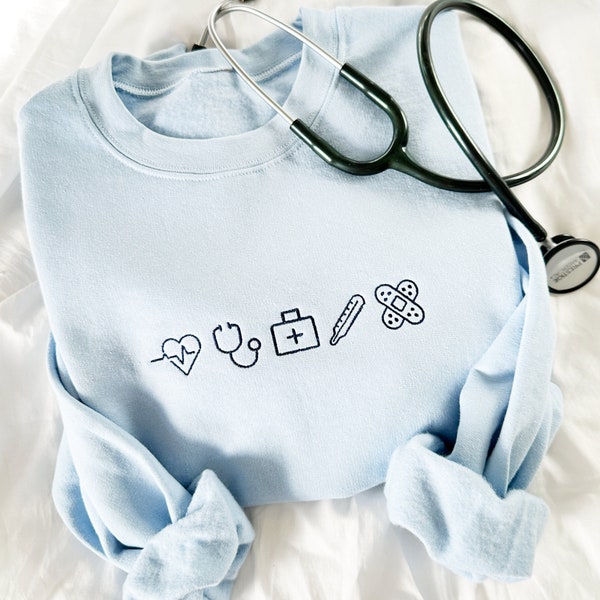 Embroidered Nurse Personalized Sweatshirt, Perfect Gift for Nursing Week or Nursing Student | RN , BSN , RNA Embroidered Top | Gemma