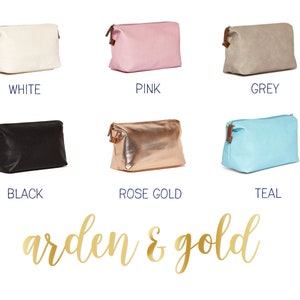 Personalized Makeup Bag For Bridesmaids and Bride Wonderful Gift and Bridesmaid Proposal Monogrammed Vegan Leather Pouch, Multiple Colors image 5