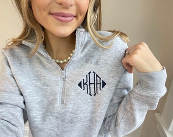 Monogram Quarter Zip Pullover | Personalized Fleece Sweatshirt