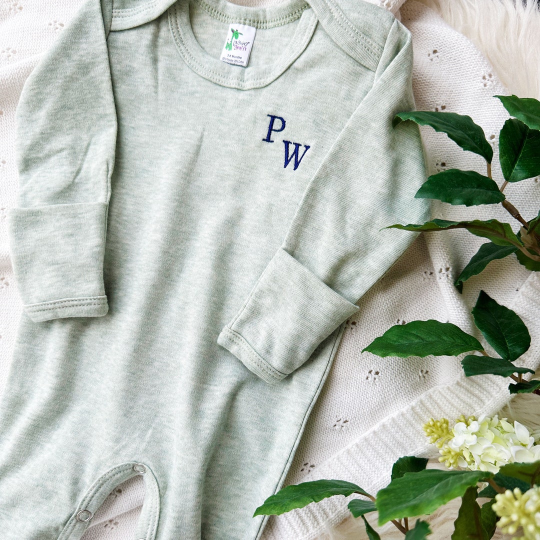 Personalized Baby Footed Pajamas With Fold Over Mittens Personalized