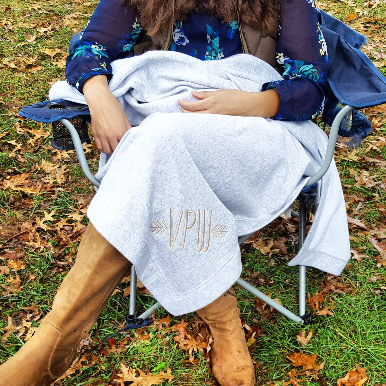 Monogram Blanket Personalized Stadium Sweatshirt Blanket