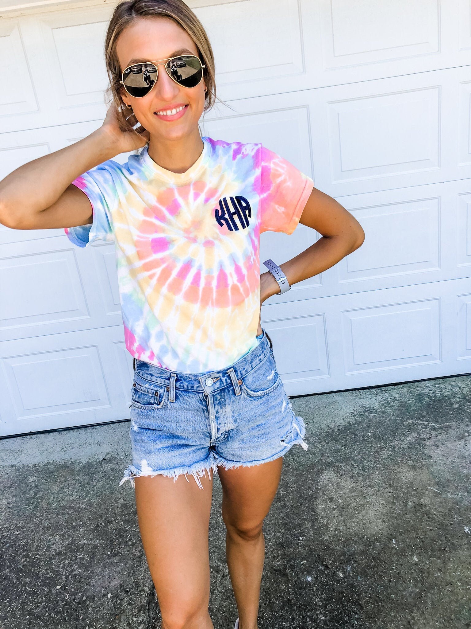 SEmbroideredBoutique Monogrammed Childrens Tie-Dye Tee