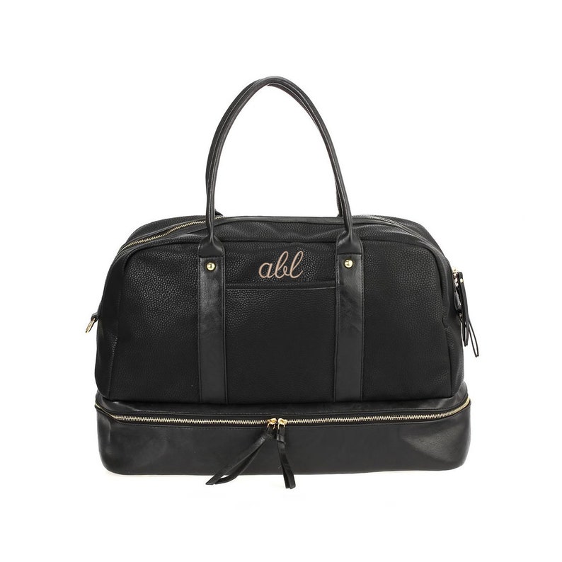 Monogram Vegan Leather Overnight Duffel Monogrammed Leather Etsy
