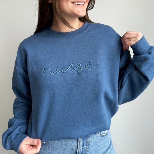 Embroidered Nurse Pullover Sweatshirt | Personalized Gift For Nurse Student | Crewneck Fleece Sweatshirt | Nurse Week Gift