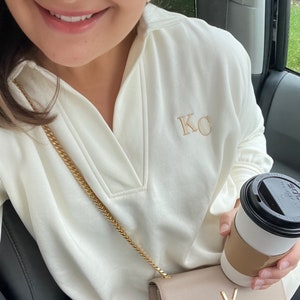 Oversized Personalized Initial Ladies Pullover | Cozy Personalized Pullover Sweater |In Trend Gift for Mom Custom Ladies Sweatshirt | Lounge