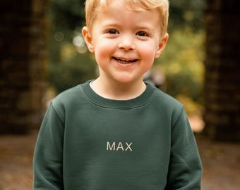 Personalized Embroidered Kids Sweatshirt | Modern Minimal Crewneck