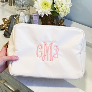 Personalized June Nylon Large Cosmetic Bag | Gift for Bridesmaid and Bride | Gift for Her | Monogrammed Cosmetic Bag | Customized Travel Kit
