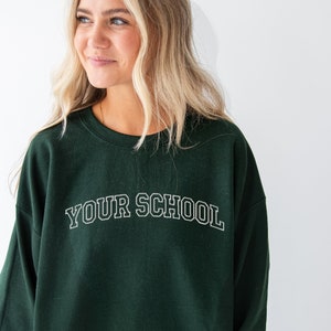 Custom Athletic Block Embroidered Gemma Crewneck Sweatshirt | Personalized College Crew | Custom School Mascot | School Spirit Crew | G18EC1