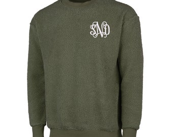 SEmbroideredBoutique Monogrammed Shearling Crewneck | Personalized Shearling Sherpa Pullover