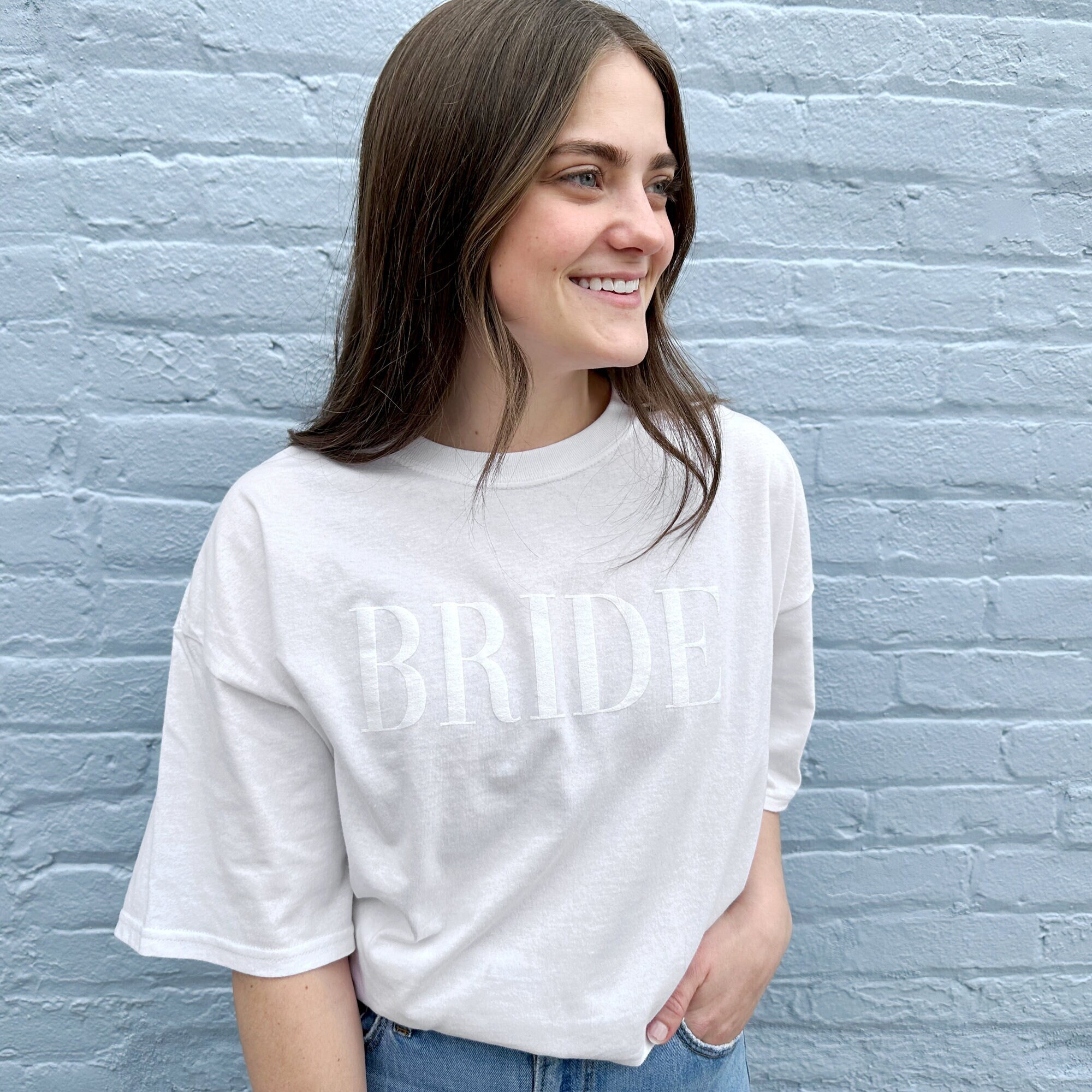 Custom BRIDE T-shirt With Embossed Print Design Perfect 