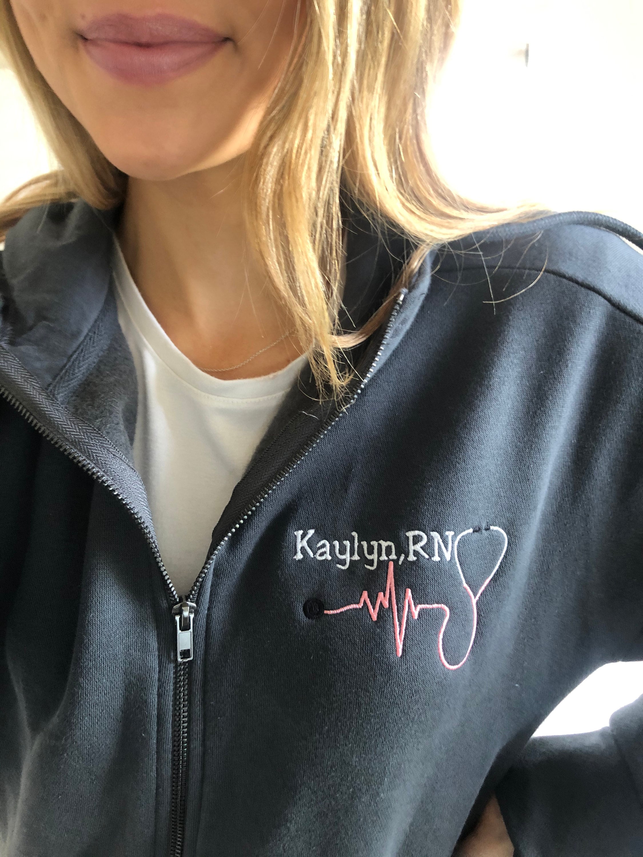 Hooded Nurse Full Zip Jacket Personalized Nurse Jacket Etsy