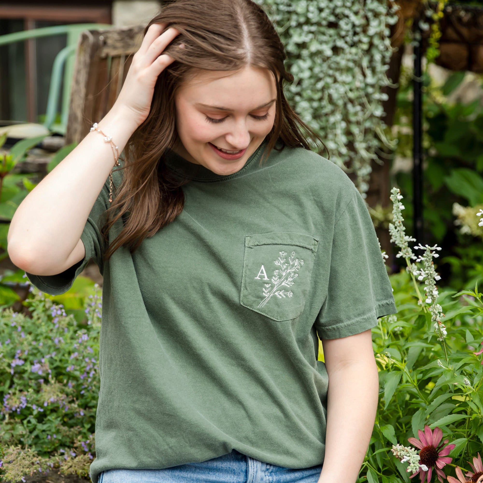 mens floral pocket tee