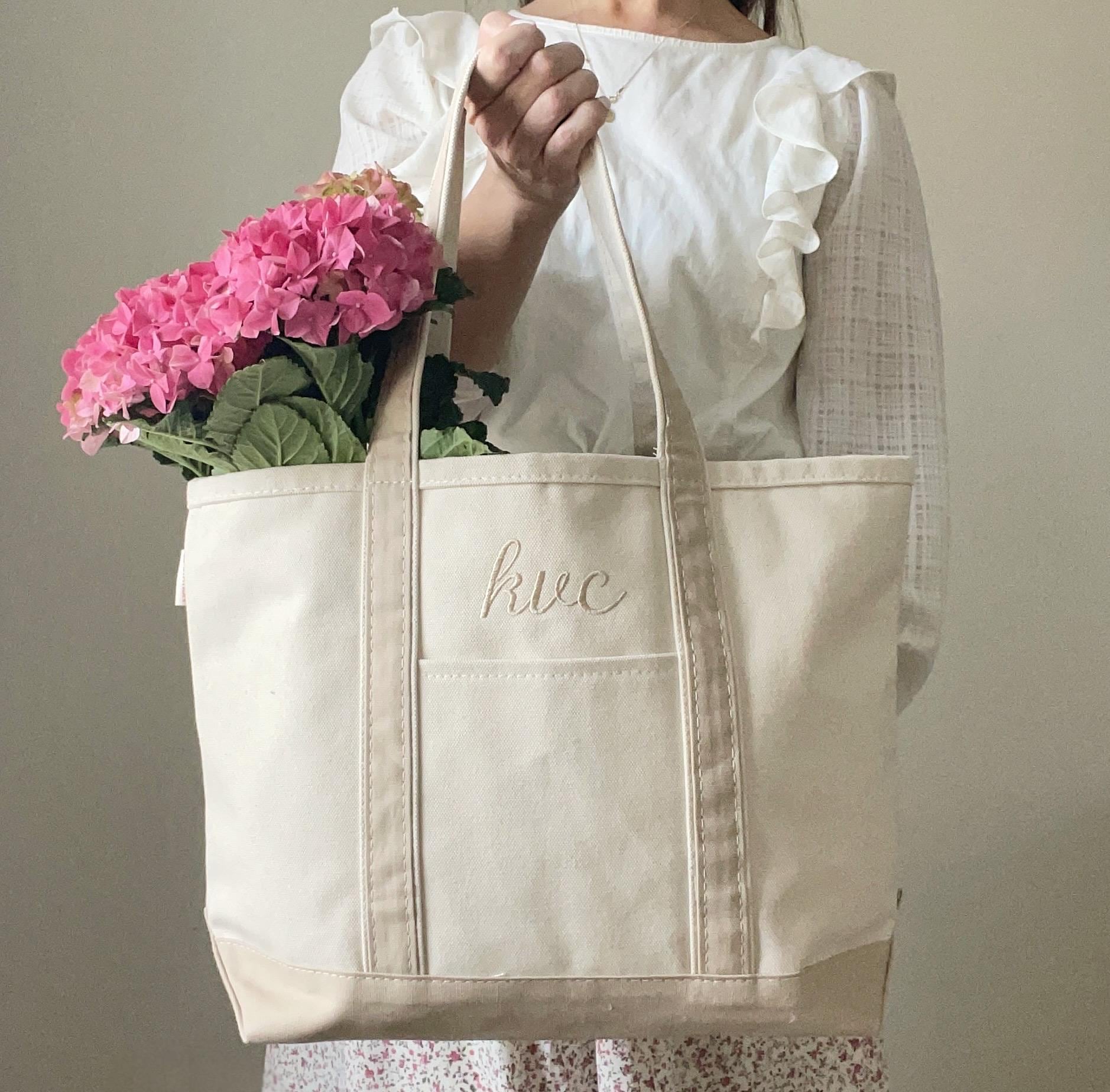 Monogrammed Zippered Top Canvas Tote With Handles - Etsy