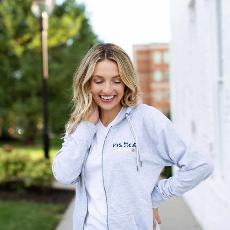 Personalized Pencil Full Zip Teacher Jacket | Embroidered Gift - Etsy