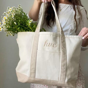 Personalized Canvas Tote, Ironic  Bag, Monogram Canvas Tote Bag, Custom Tote Bag, Preppy Embroidered Tote Bag, Canvas 90s Style Tote Bag