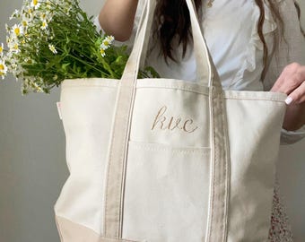 Monogrammed Canvas Tote Bag | Blush Bridesmaid Gift