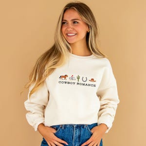 Cowboy Romance Icons Crewneck Sweatshirt | Bookish Gift| Western, Cowgirl| Reader's Gift | Book Lover| Custom Oversized Sweatshirt | G18ECRI