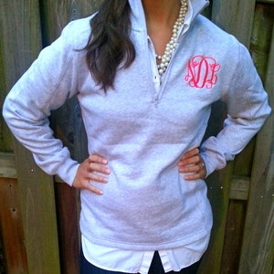 Ladies' Quarter Zip Monogram Pullover Sweatshirt