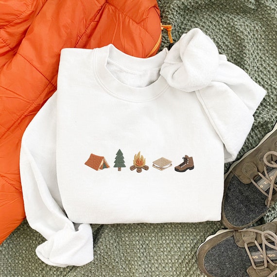 Camping Icons Embroidered Gemma Crewneck Sweatshirt | Camping Trip