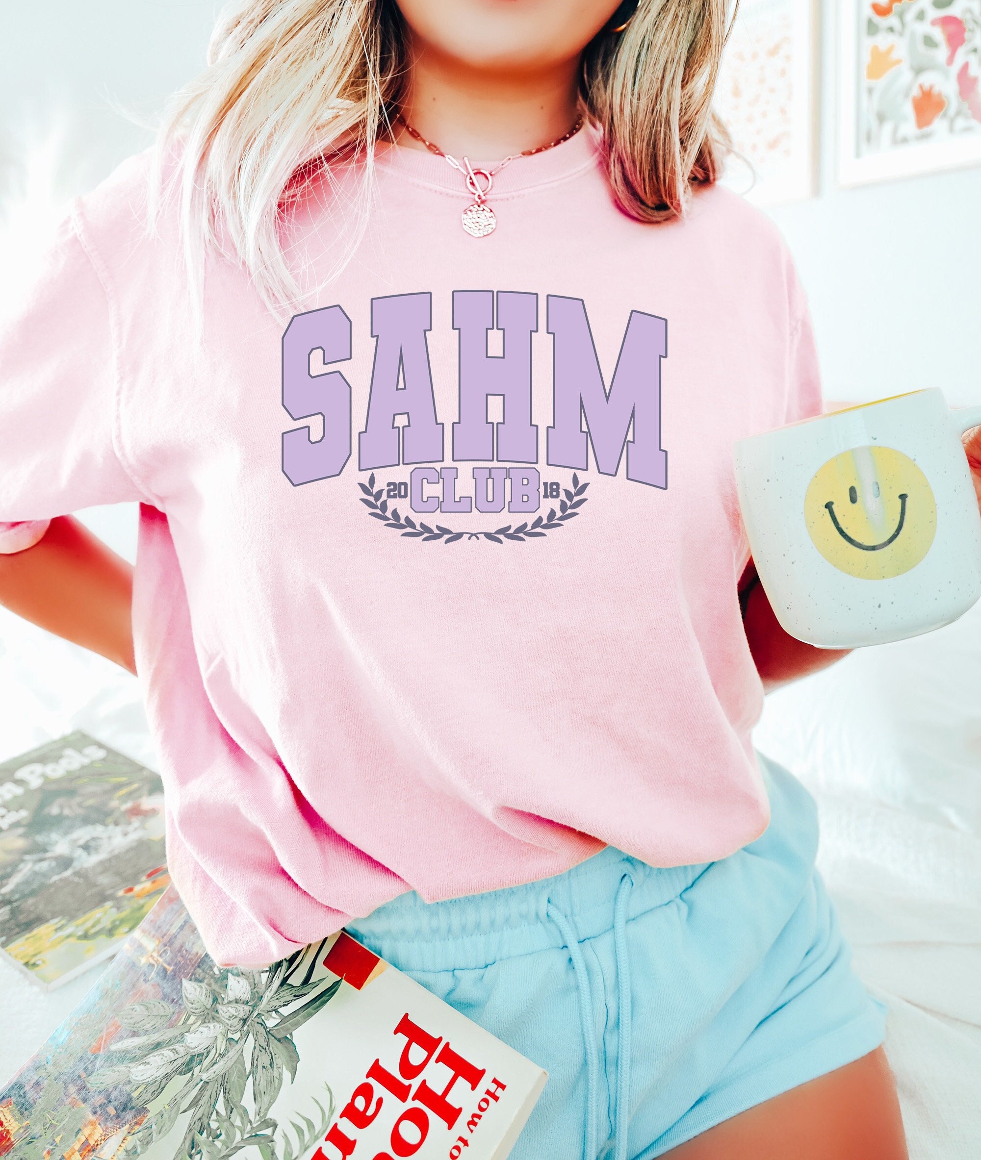 SAHM Club Comfort Colors T-Shirt | Stay-At-Home-Mom | Country Club Aesthetic | Preppy Mom Sweatshirt | Mom Style | Gifts for Mom