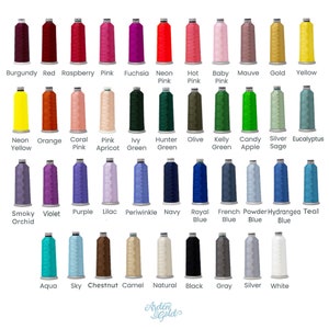 a chart of different colored spools of thread