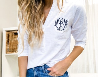 Monogrammed Henley | Personalized Henley Shirt