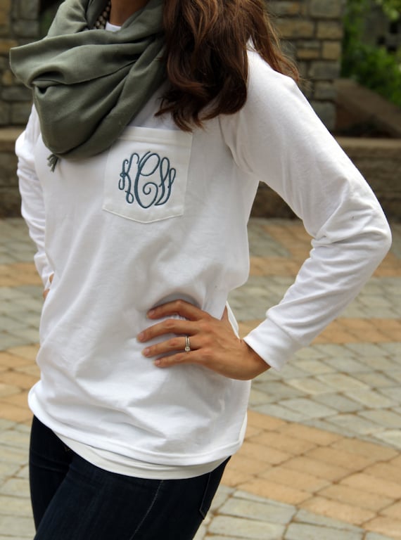 Monogram Long Sleeve Pocket Tee Shirt 