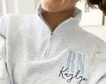 Nurse Sweatshirt | Personalized Nurse Quarter Zip | Nursing Pullover Sweater | Custom Nurse Gift RN LPN CNA | Graduation Gifts for Nurses