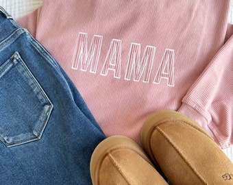 Embroidered MAMA Corduroy Crew | Custom Mother's Day Gift | Gift for Grandma | Personalized Mama Top | Mom Gift | Nana Gift | Gift for Her