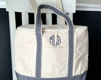 Canvas koeltas met monogram | Geïsoleerde lunchtas
