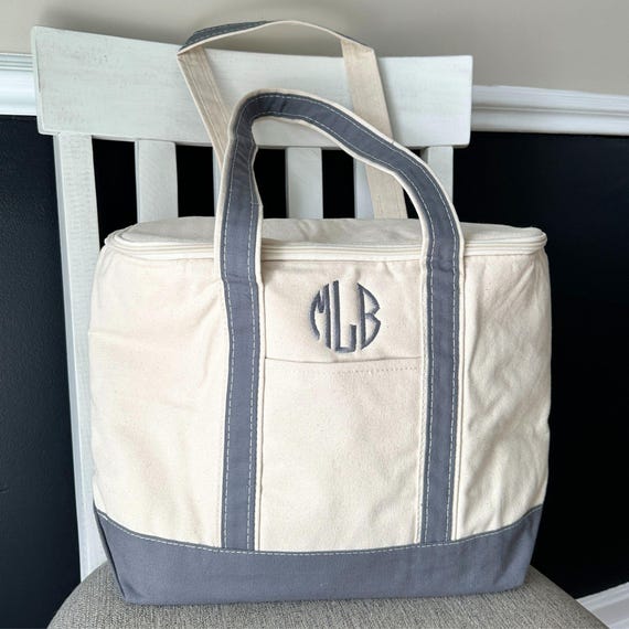 Monogrammed Canvas Cooler Bag | Insulated Lunch Tote