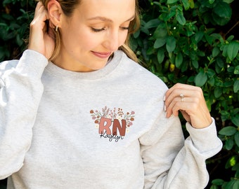 Personalized Fall RN Gemma Sweatshirt | Gift for Nurse | RN Sweatshirt | Registered Nurse Gift | Grad Gift for Nurse | Gift for Her | DTG