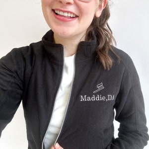Personalized Tooth Brush Dental Full Zip Fleece Sweatshirt | Perfect Gift for Dental Workers | Dental Student Gift | Dentist Jacket