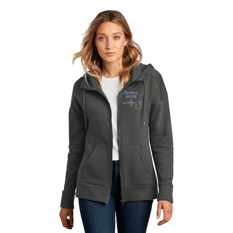 Hooded Nurse Full Zip Jacket Personalized Nurse Jacket Ladies Full Zip Jacket image 4